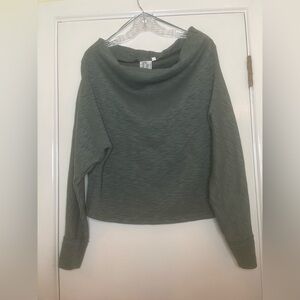 Sadie and Sage, Sage Green Cowl Neck Cropped Fit Knit Sweater - Size L